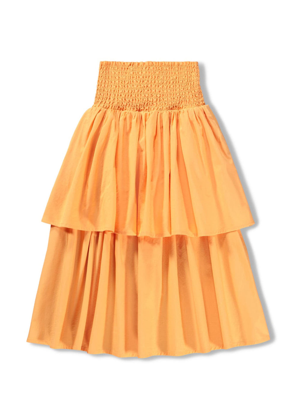 Orange tiered skirt on a white background
