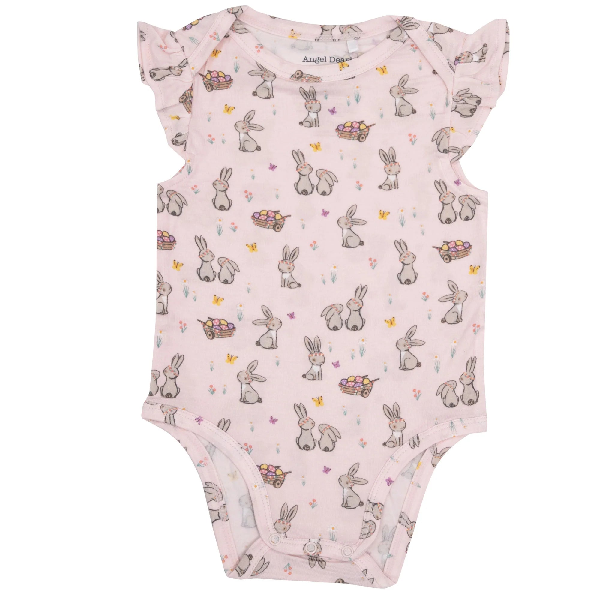 Ruffle Sleeve Bodysuit, Pink Bunnies