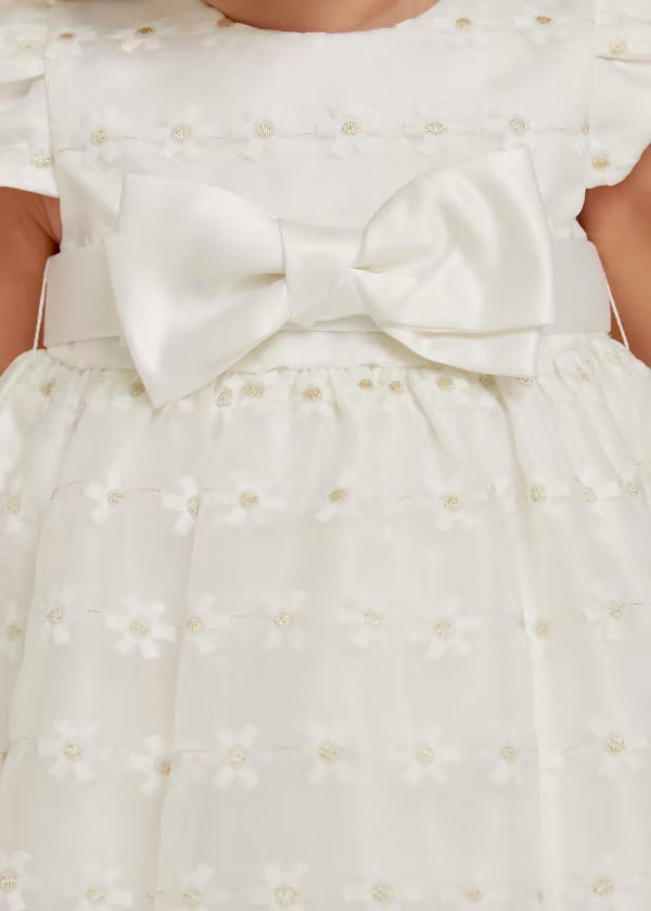 Embroidered Organza White Dress Baby