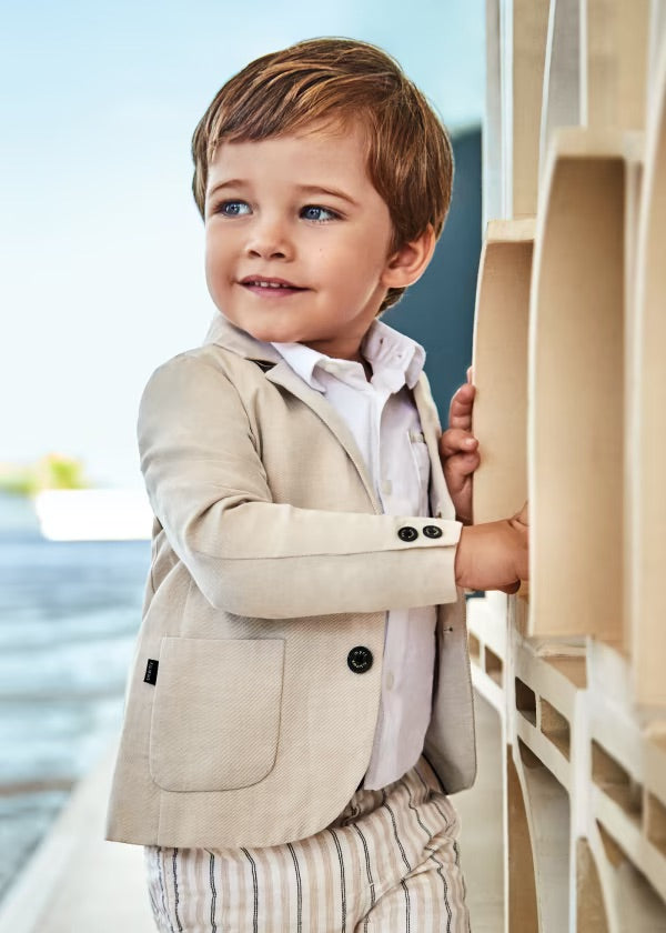 Linen baby boy beige suit 2 pcs