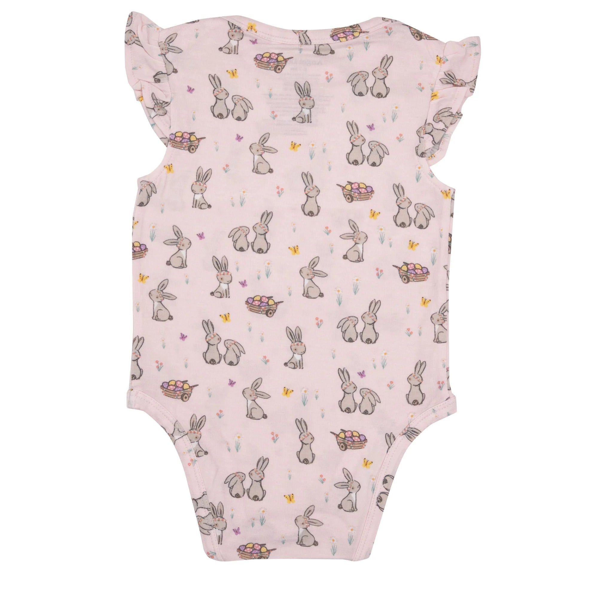 Ruffle Sleeve Bodysuit, Pink Bunnies