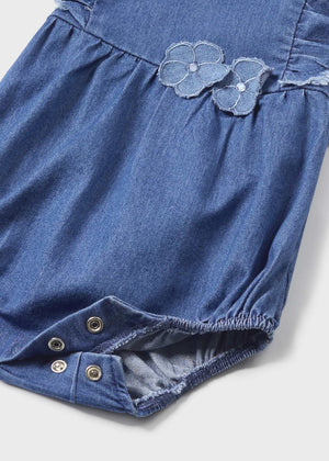 Baby girl denim ruffled romper