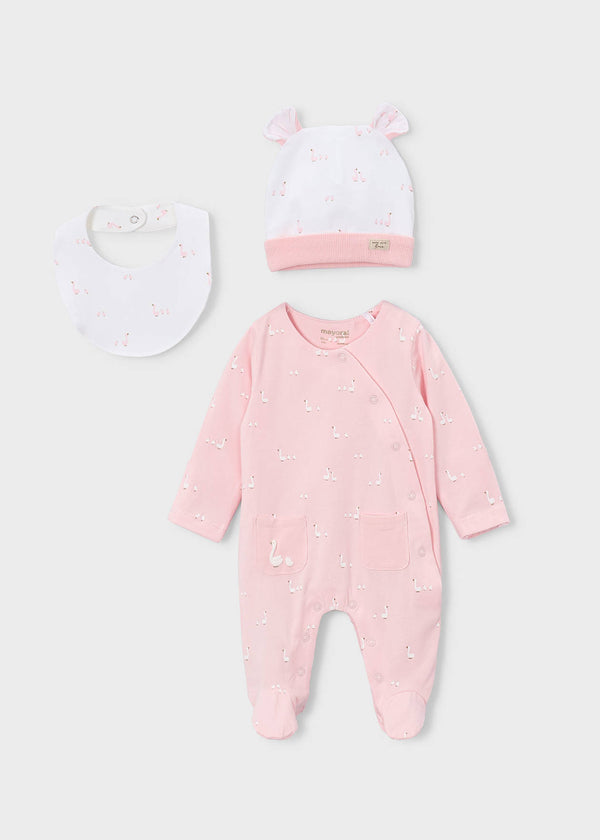 Newborn 3-Piece Swan Gift Set – Baby Pink
