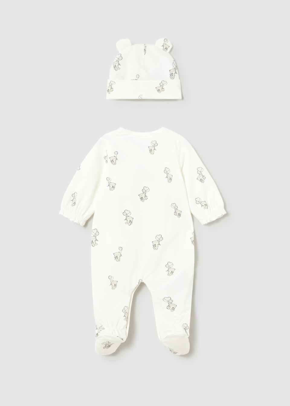 Baby Eyelet Romper & Hat Set – Natural