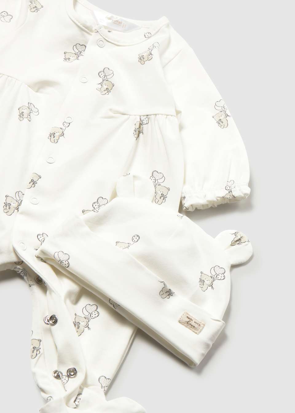 Baby Eyelet Romper & Hat Set – Natural