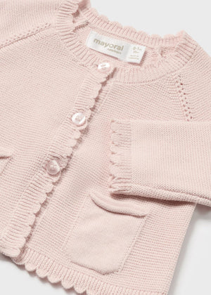 Pink knit cardigan for baby girl