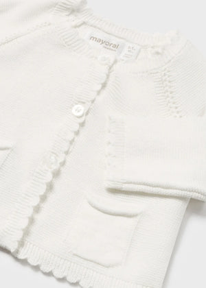 White knit cardigan for baby girl