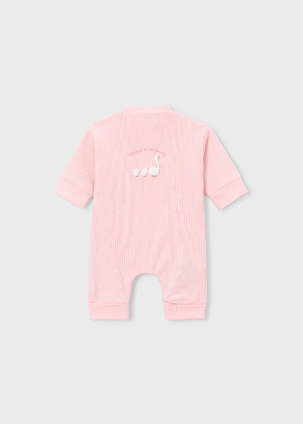 Newborn Ribbed Romper – Baby Pink