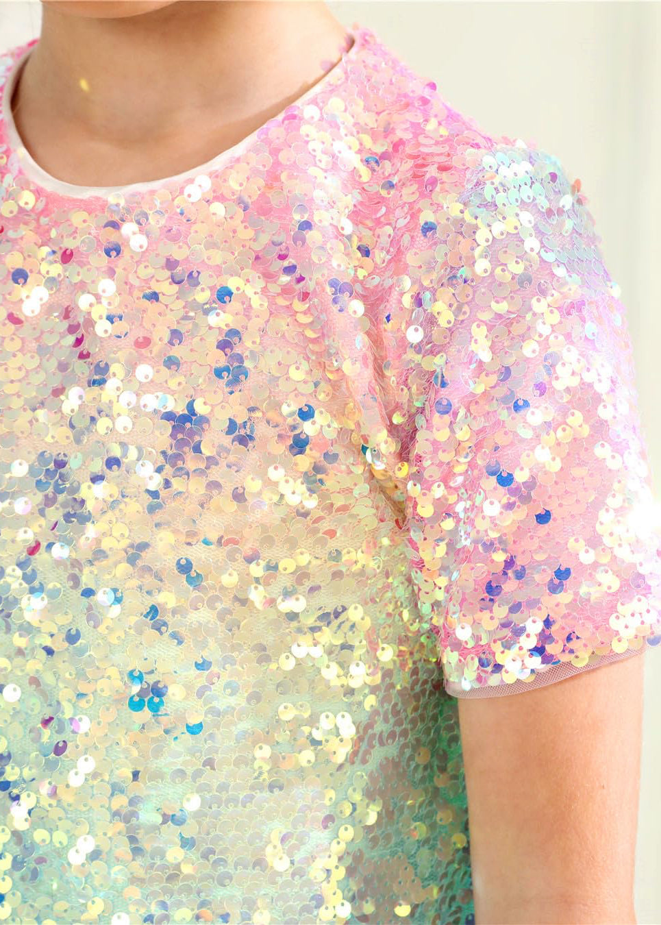Ombre Sequin Short Sleeve Dress