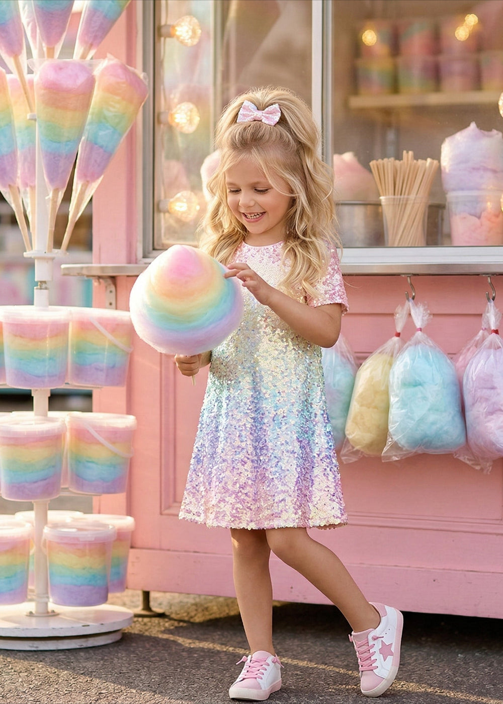 Ombre Sequin Short Sleeve Dress