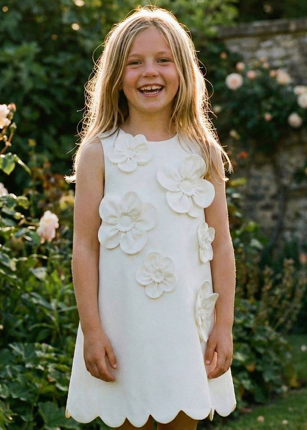 Girl 3D Floral Crepe Dress