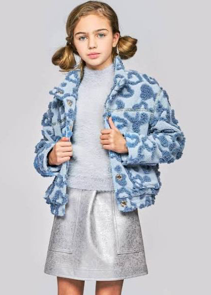 Heart Embossed Sherpa Jacket