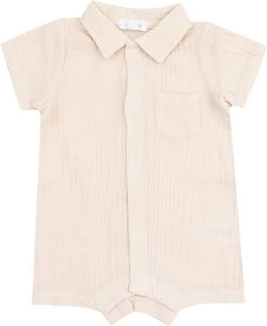 Angel Dear Button Down Polo Shortie - Muslin White Swan