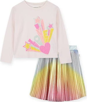 Multicoloured Gradient Pleated Skirt