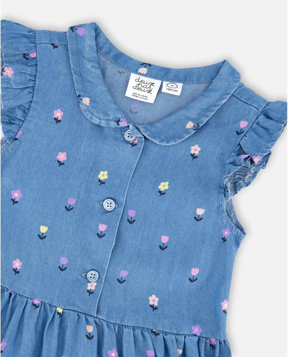 Sleeveless Flower Button Down Dress
