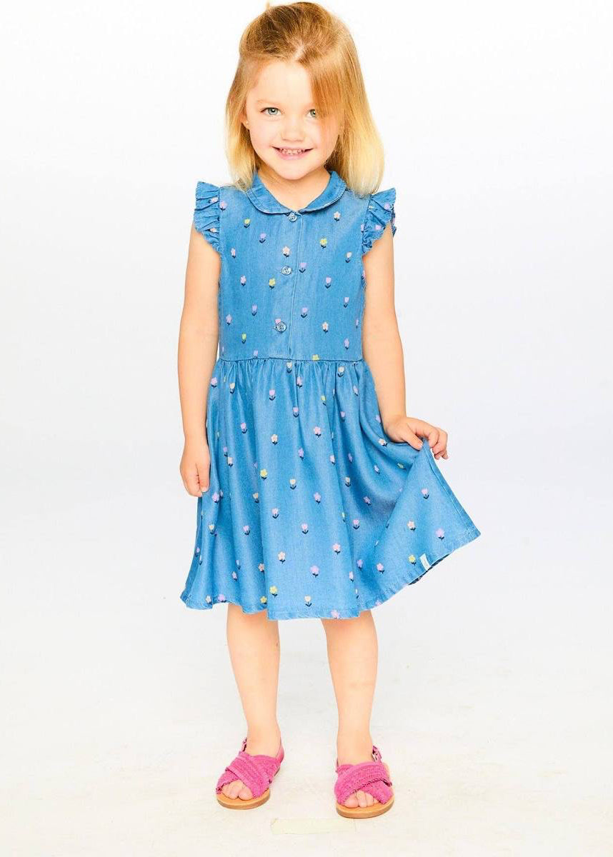 Sleeveless Flower Button Down Dress