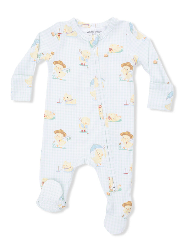 Vintage Spring Ducklings Green