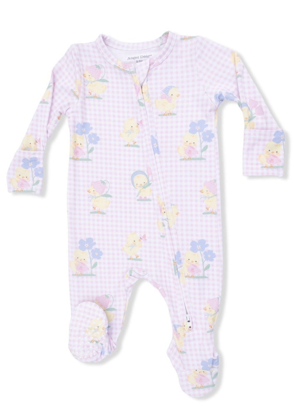 Pink Vintage Spring Duckling Zipper Footie