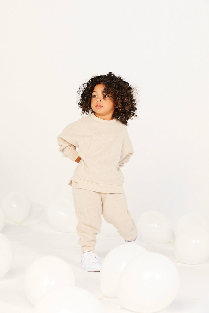 Two-piece Oversized Fit Set in Beige Color