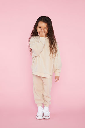 Two-piece Oversized Fit Set in Beige Color