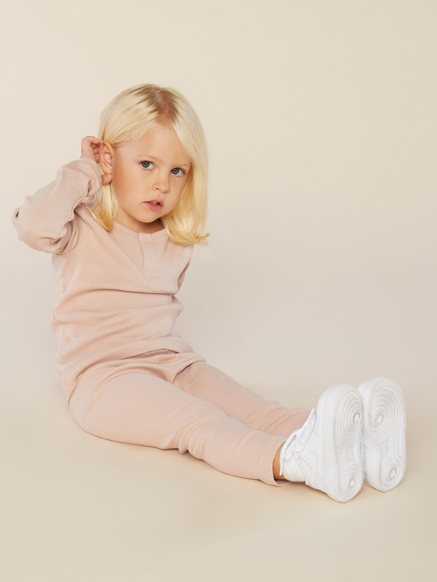 Organic Cotton Rib Henley in Blush
