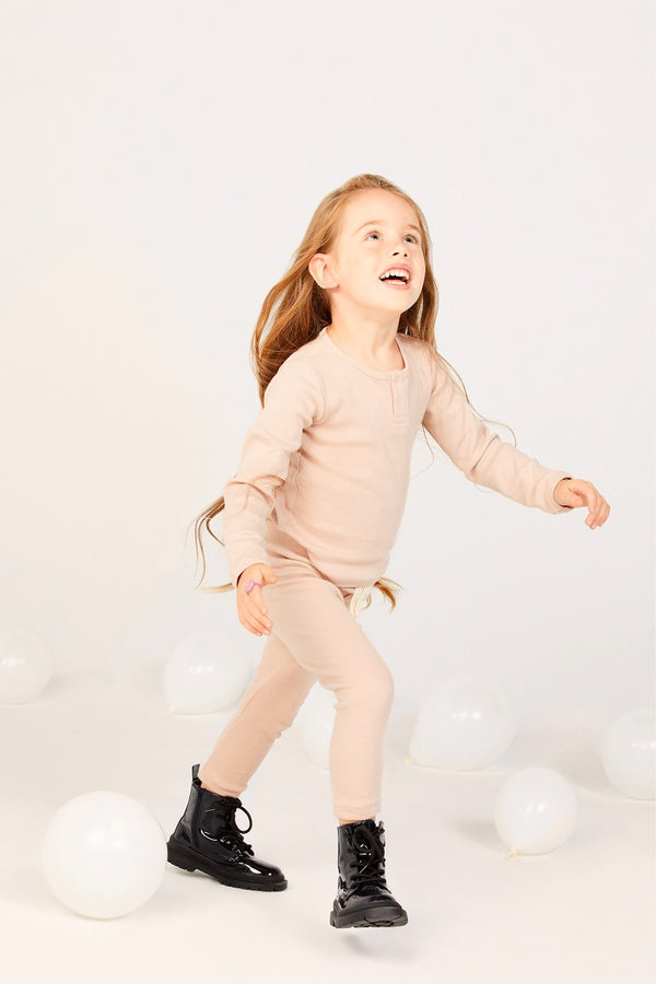 Organic Cotton Rib Legging in Blush