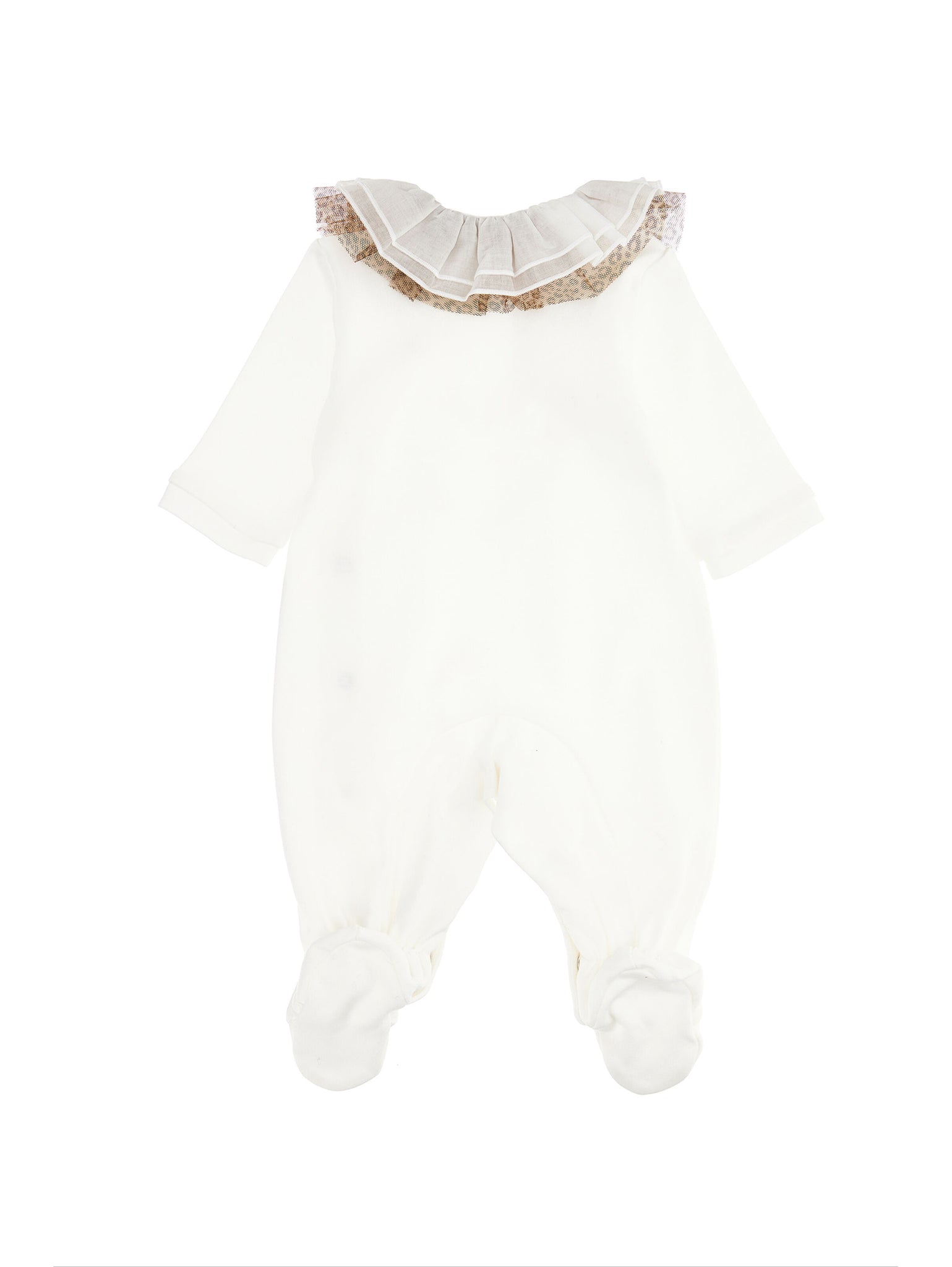 Monnalisa Cotton playsuit with ruffle collar