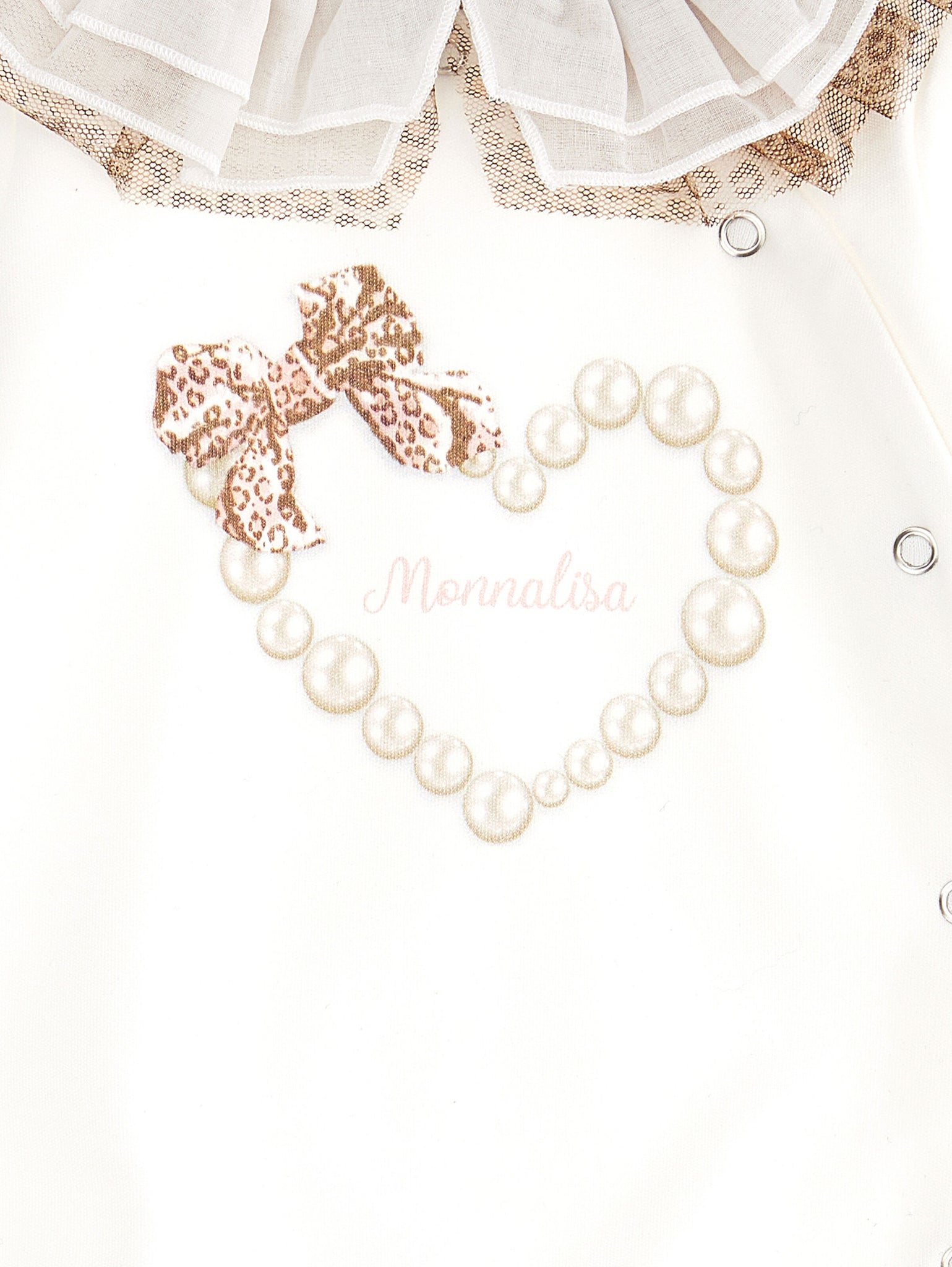 Monnalisa Cotton playsuit with ruffle collar