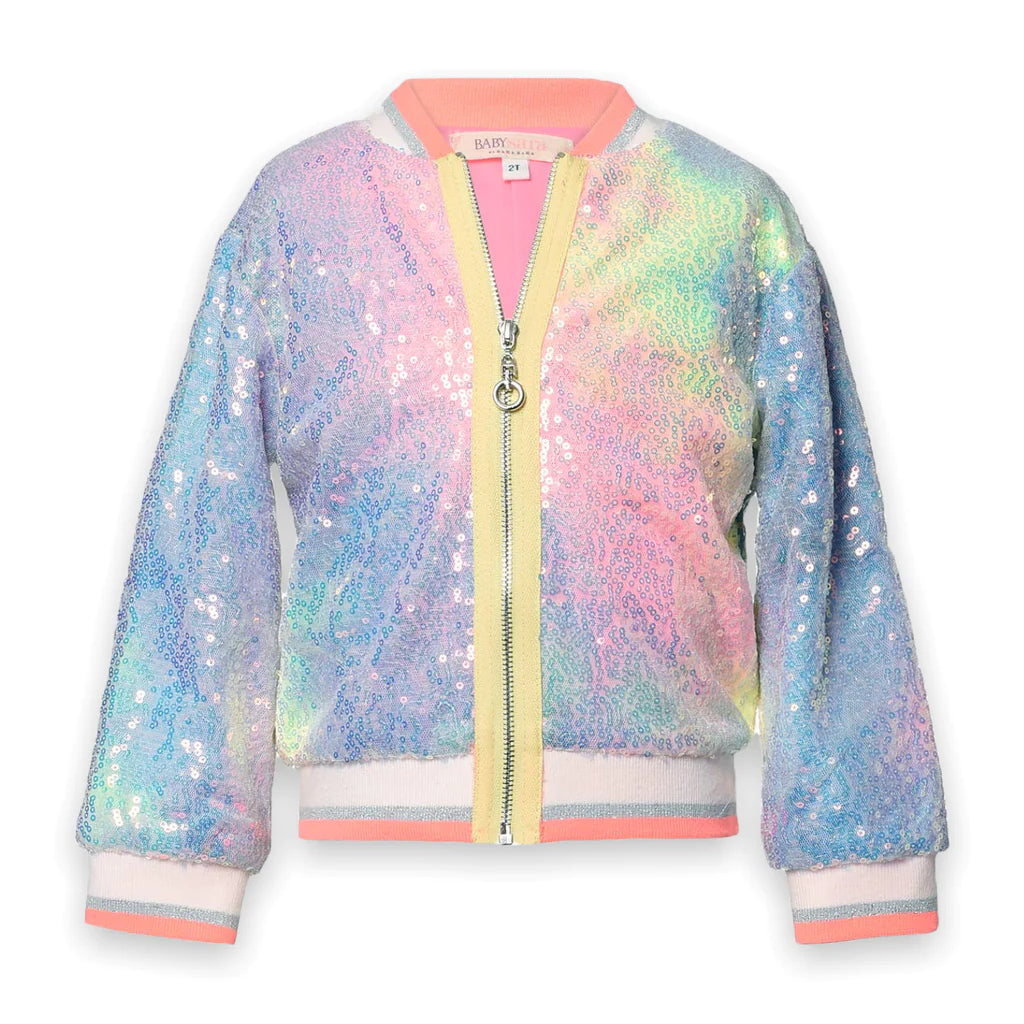Baby Sara Rainbow Sequin Bomber Jacket