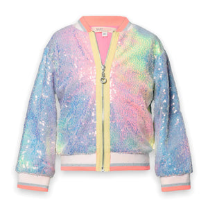 Baby Sara Rainbow Sequin Bomber Jacket
