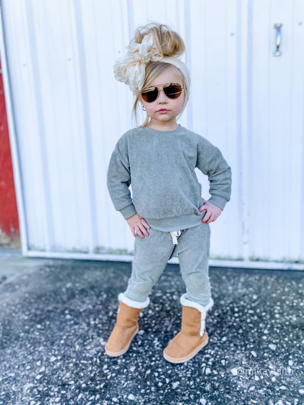 Organic Cotton Terry 2 Piece Set in Sage Green