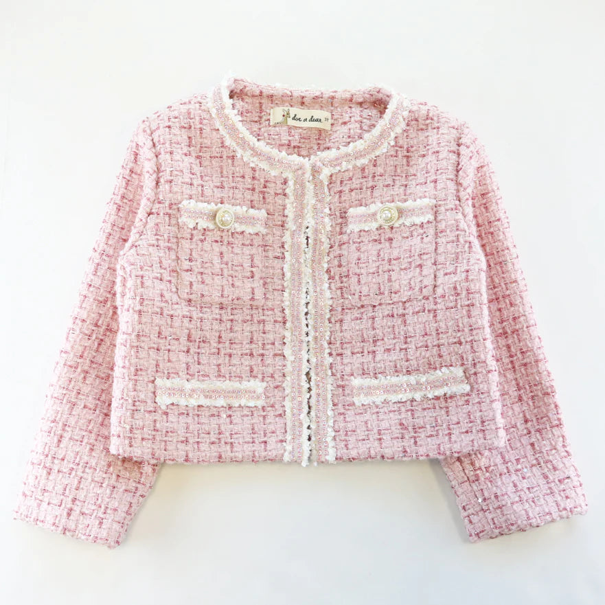 Sequin Trim Tweed Jacket & Shorts