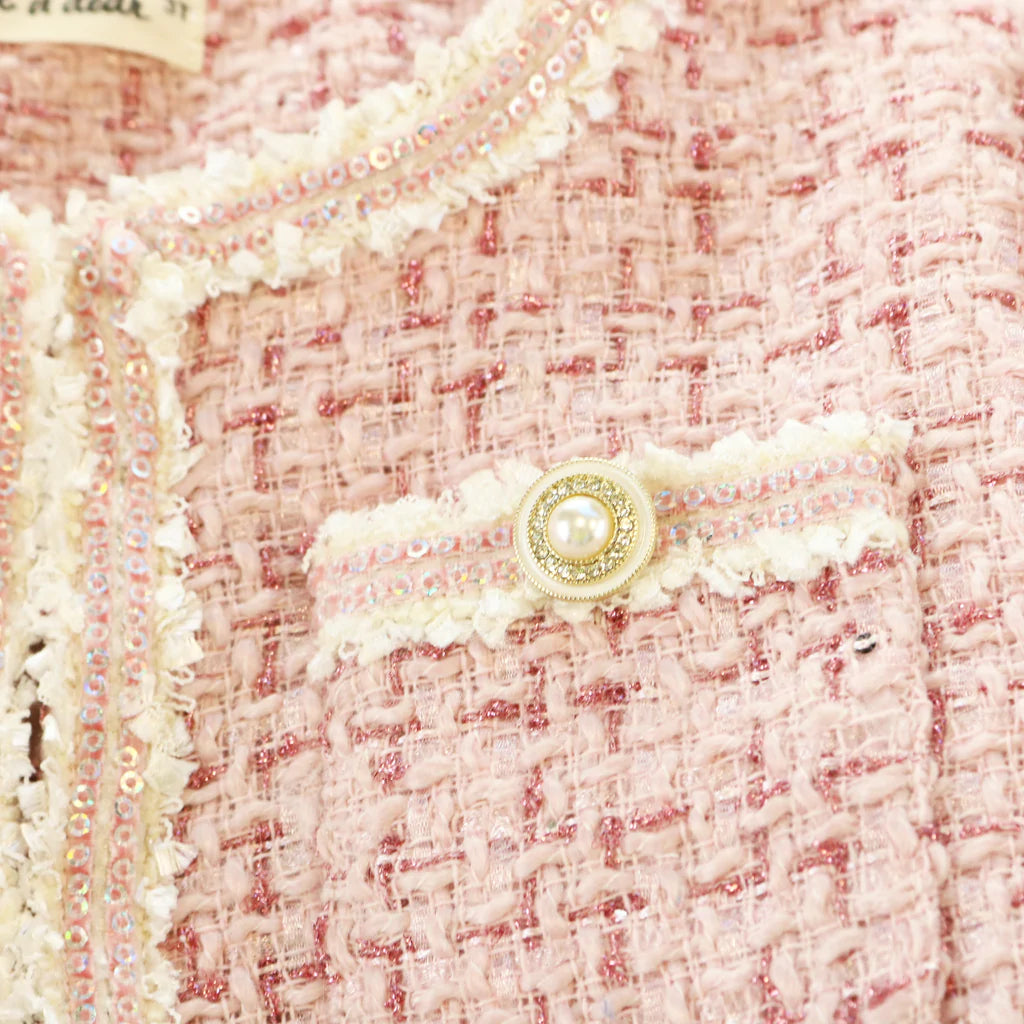 Sequin Trim Tweed Jacket & Shorts