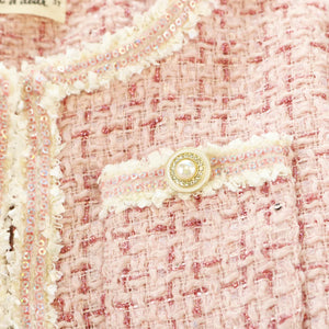 Sequin Trim Tweed Jacket & Shorts