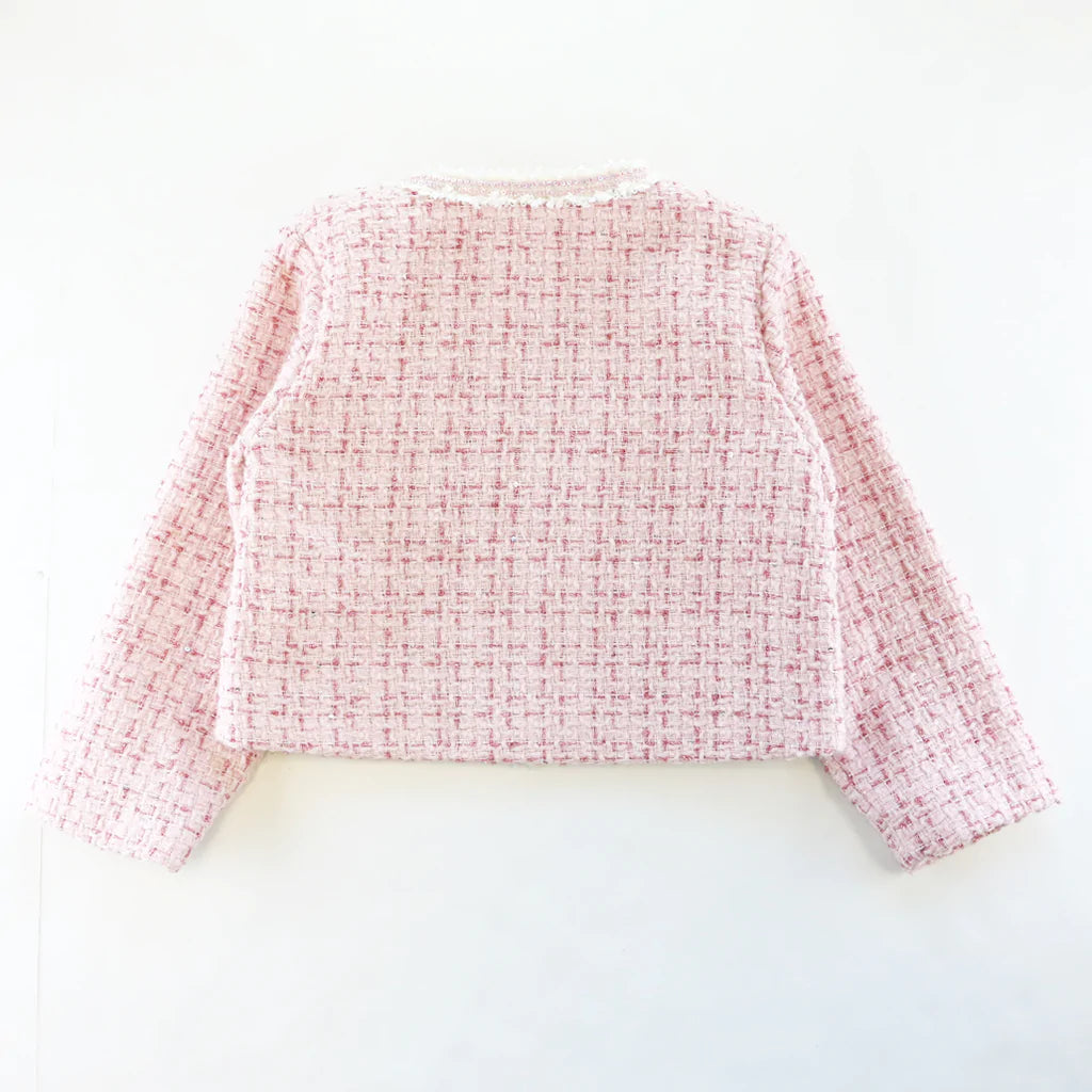 Sequin Trim Tweed Jacket & Shorts