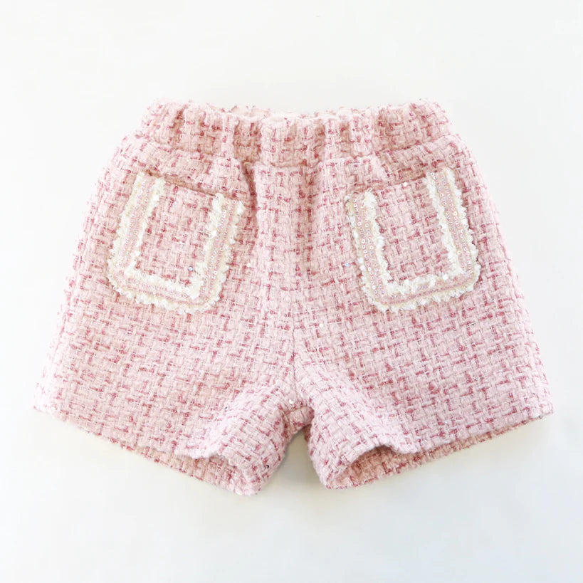 Sequin Trim Tweed Jacket & Shorts