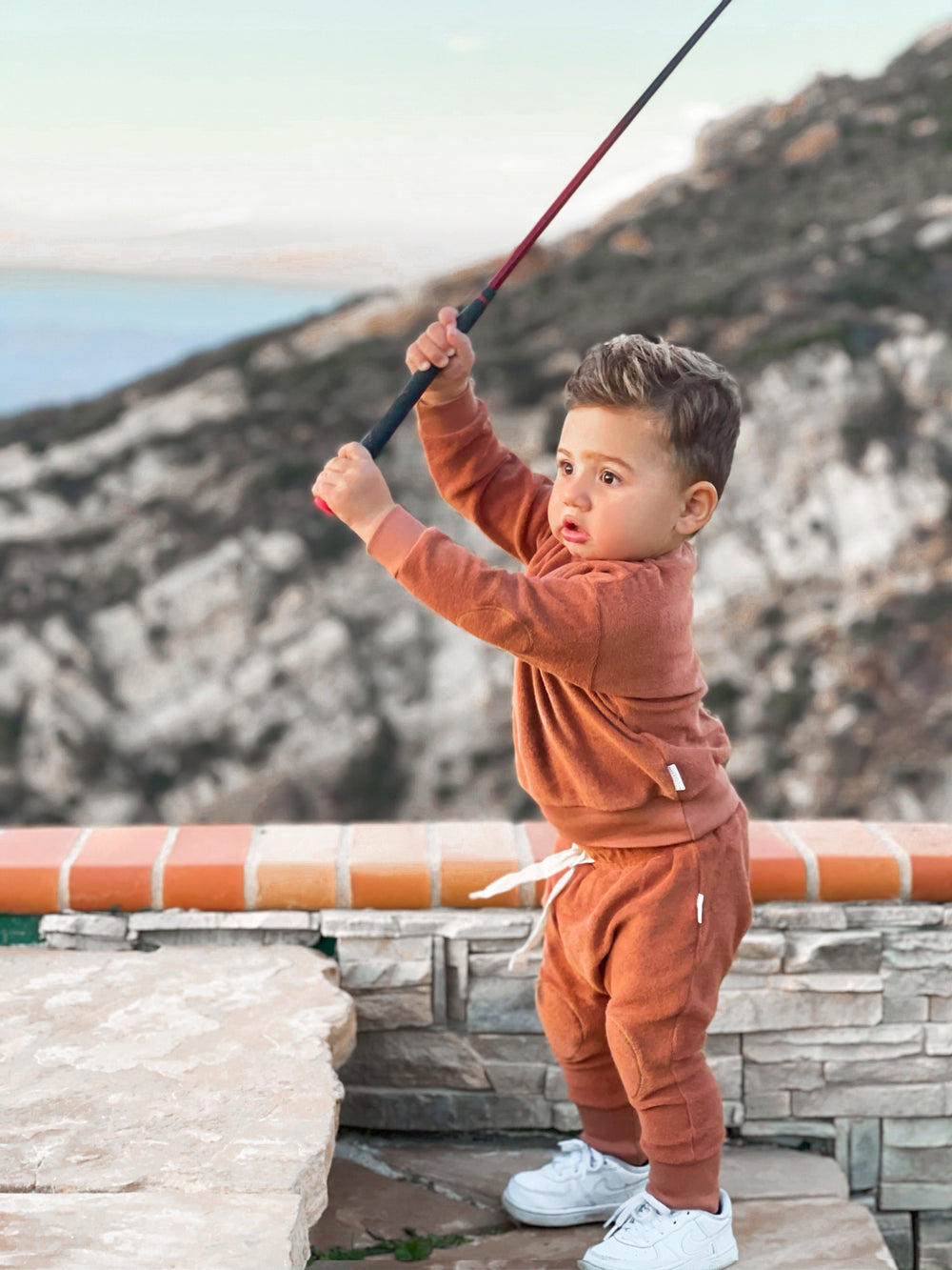 Organic Cotton Terry Pant in Ginger Brown