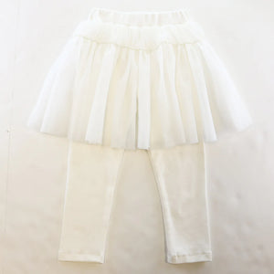 Pearl Trim Mesh Skeggings - White
