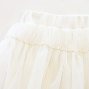 Pearl Trim Mesh Skeggings - White