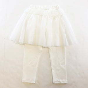 Pearl Trim Mesh Skeggings - White