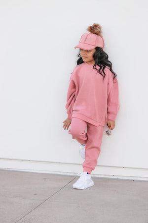 Two-piece Oversized Fit Set in Dusty Rose Color