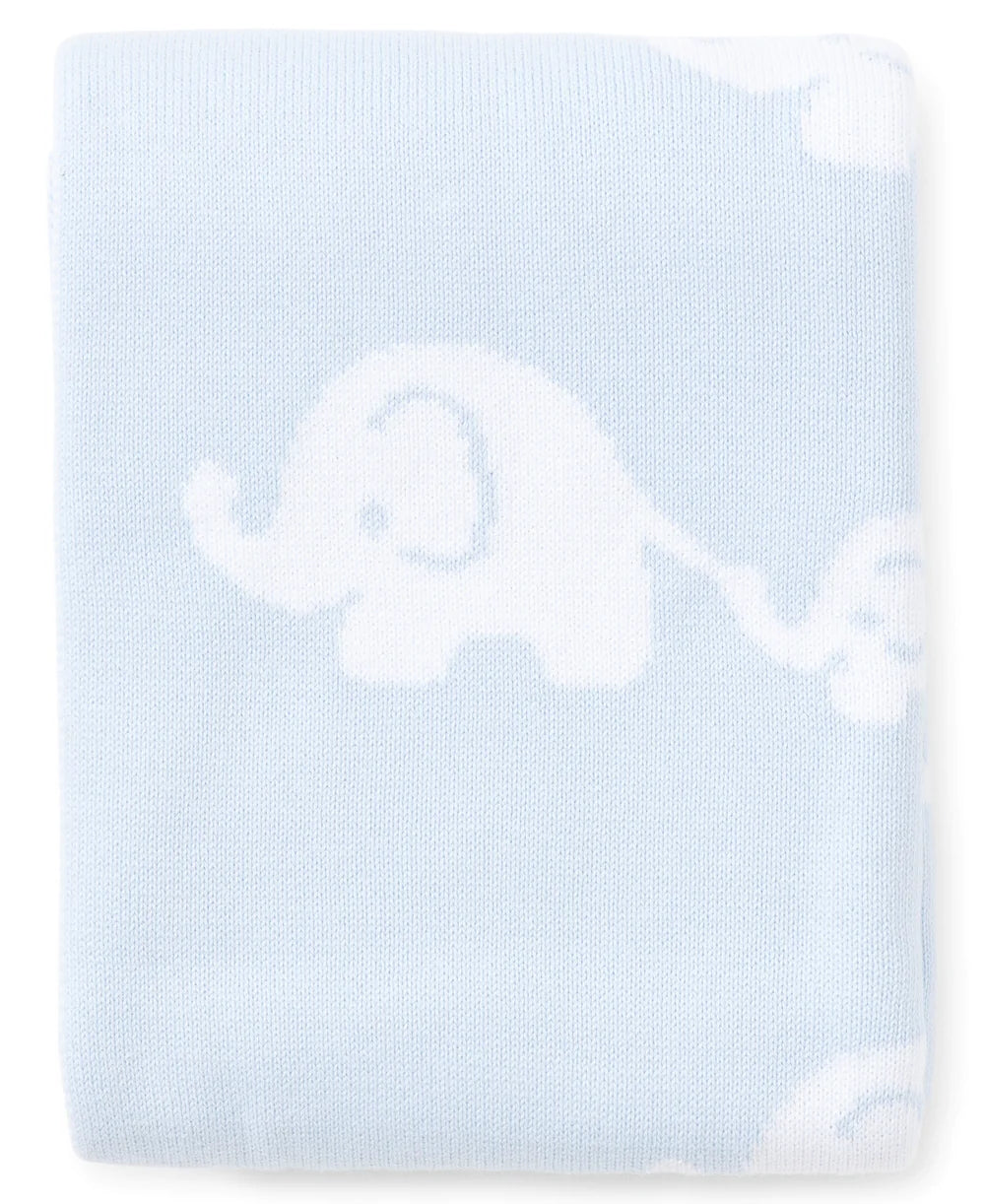 Blue Elephant Knit Novelty Blanket