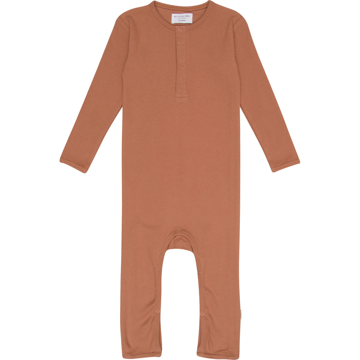 Organic Cotton Rib Romper in Ginger Brown