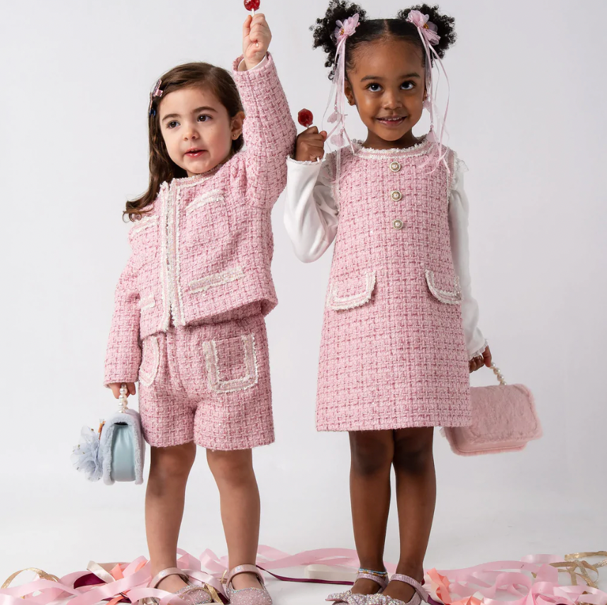 Sequin Trim Tweed Jacket & Shorts
