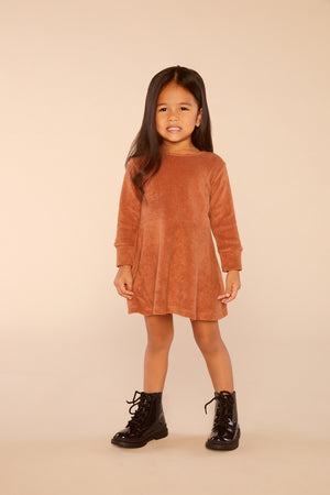 Organic Cotton Terry Dress in Ginger Brown
