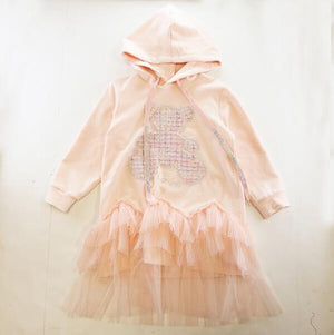 Teddy hooded dress pink