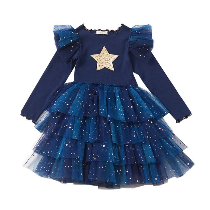 Navy Dress with Gold Star