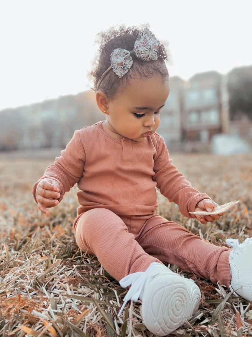 Organic Cotton Rib Legging in Ginger Brown