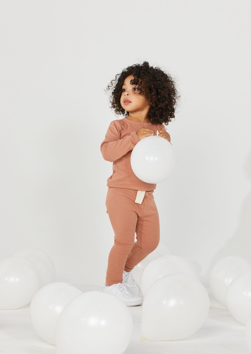 Organic Cotton Rib Legging in Ginger Brown